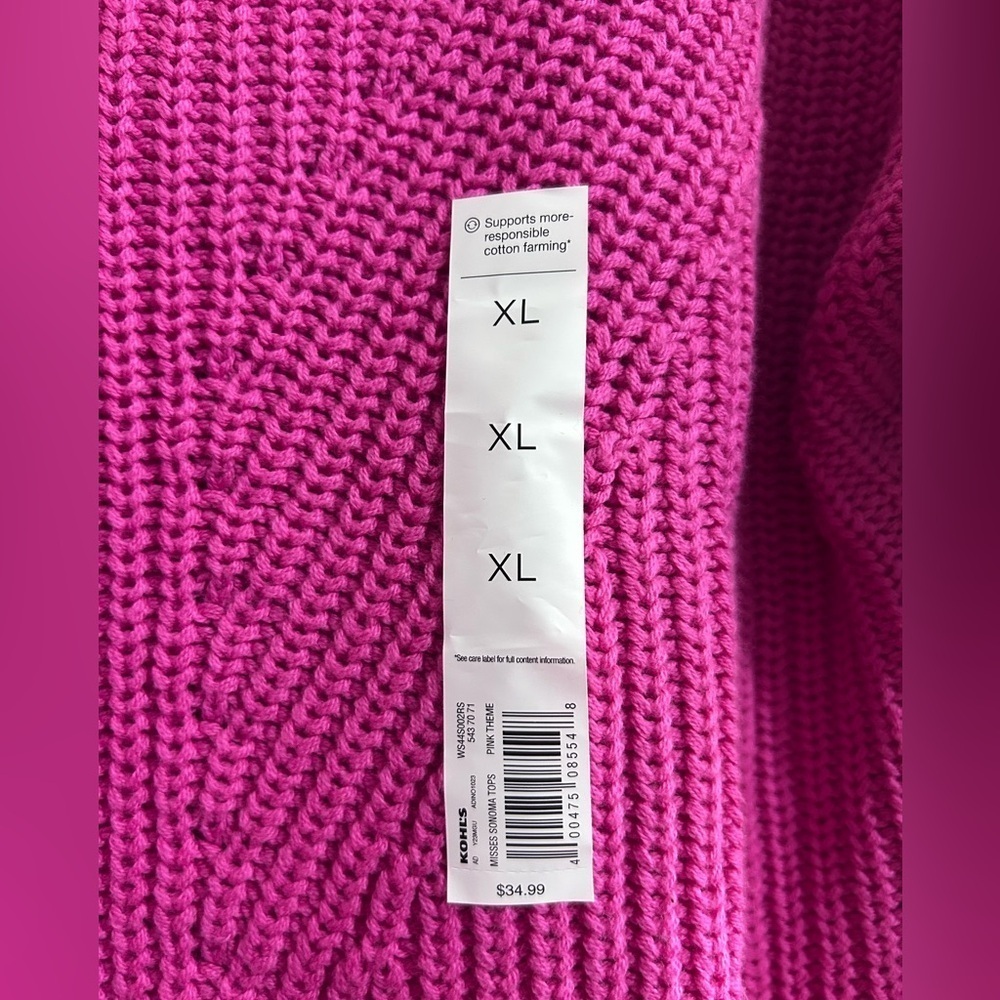 XL Sonoma Goods for Life mixed stitch v-neck sweater NWT - Picture 4 of 6